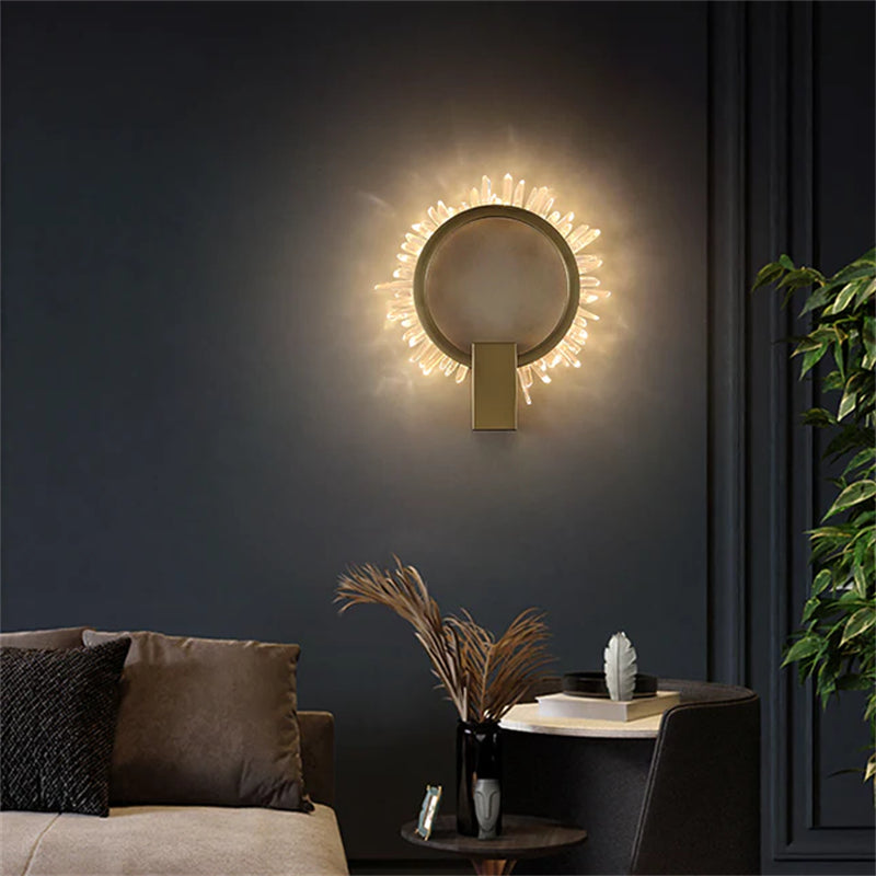 Galisa Modern Rock Crystal Wall Ring Wall Sconce Besides Bed Wall Sconce Kevin Studio Inc   