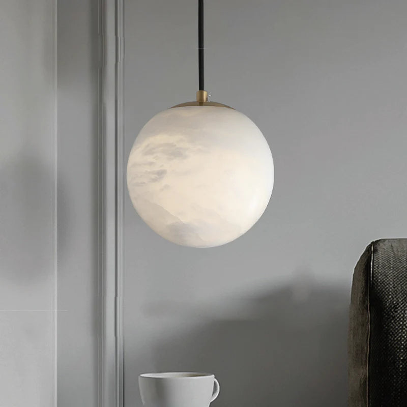 Kevin Hansa Alabaster Ball Pendant Light, Island Mini Pendant Light  Kevinstudiolives 7"D  