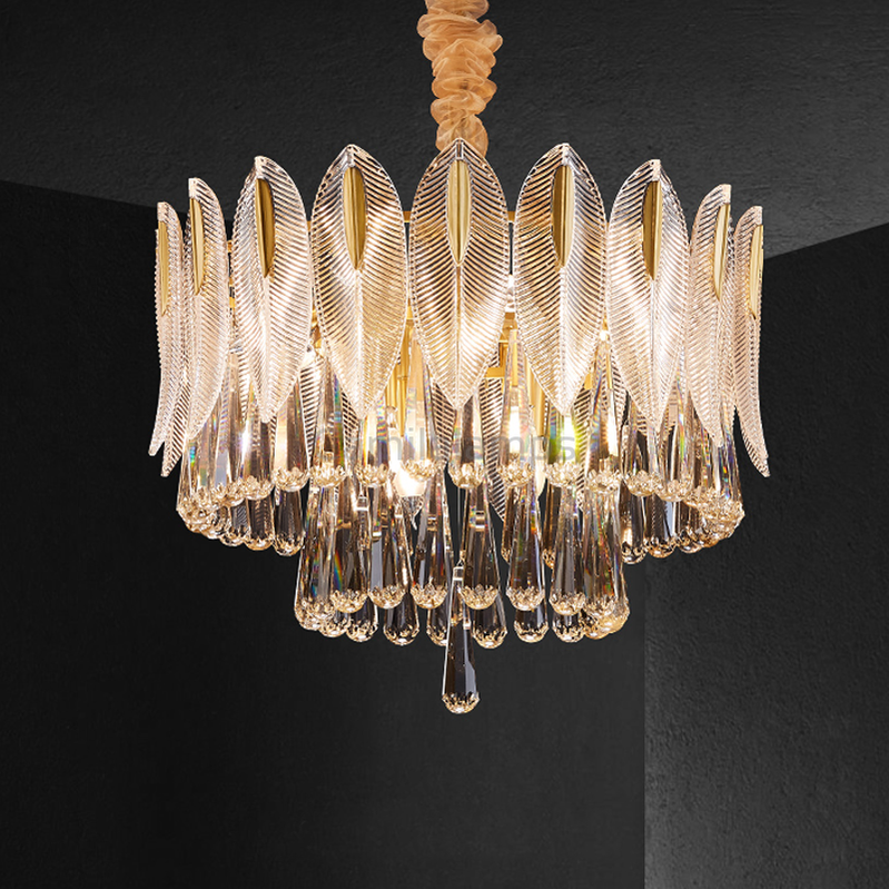 Modern Double Tier Flake Raindrop Crystal Chandelier - Ineffable Lighting