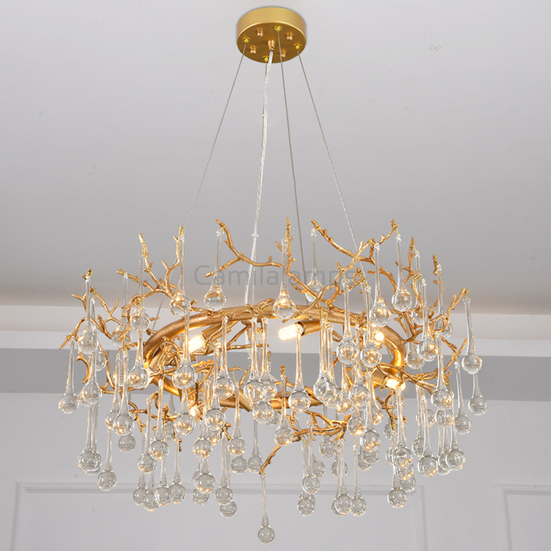 Avis Clear Crystal Ring Branch Chandelier - Ineffable Lighting