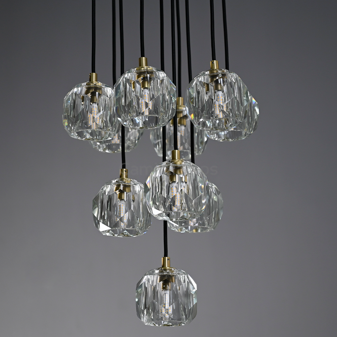 Bille De Crystal Ball Cluster Chandelier 14"