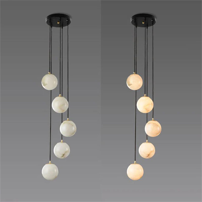 Roden Alabaster Global Pendant Chandelier For Staircase, Spiral Global Pendant chandelier Kevinstudiolives 5 LIGHTS-7.9" D  