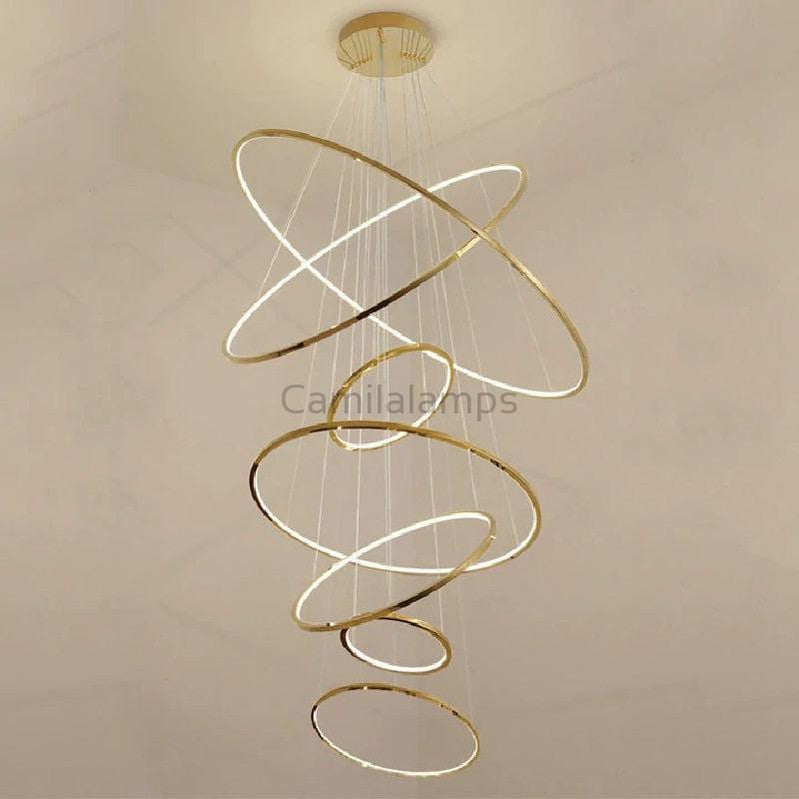 Multi Rings Modern Staircase Chandelier - Ineffable Lighting