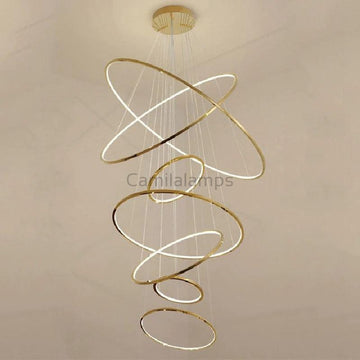 Multi Rings Modern Staircase Chandelier - Ineffable Lighting