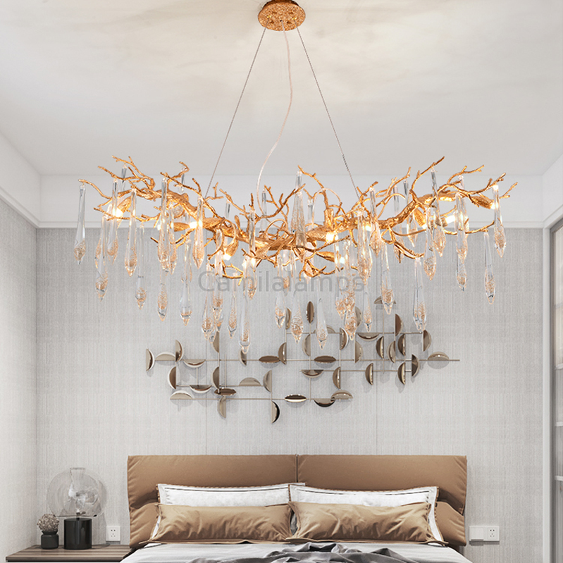 Agnes Brass Branch Crystal Chandelier For Dining Room - Ineffable Lighting