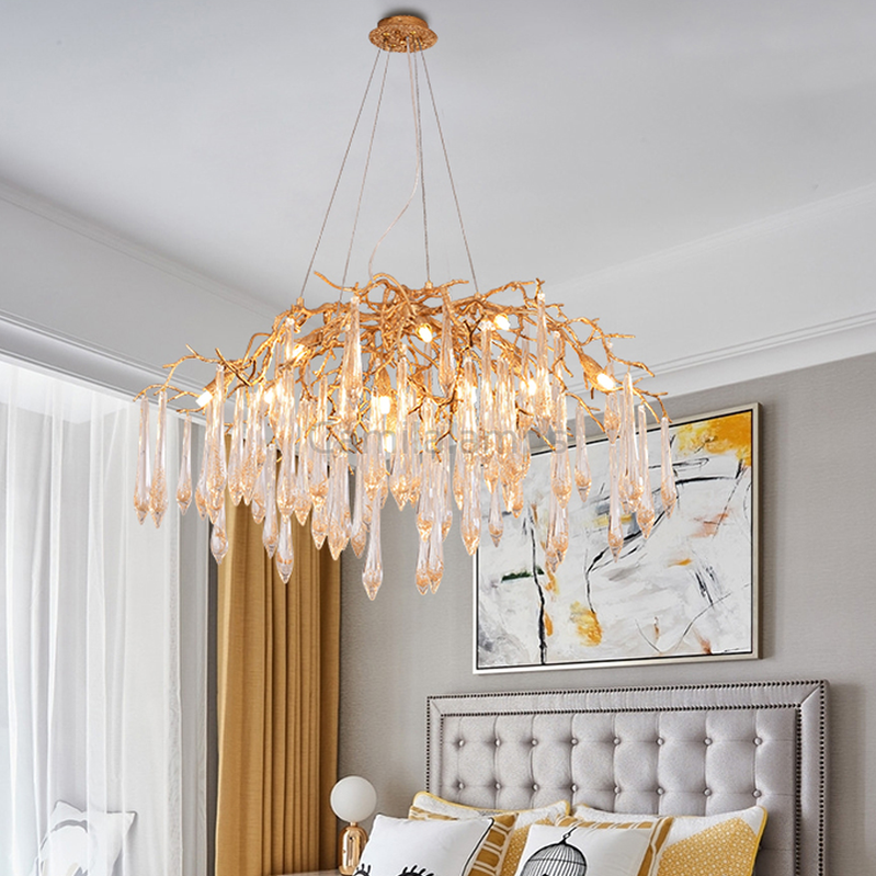 Agnes Brass Branch Crystal Chandelier - Ineffable Lighting