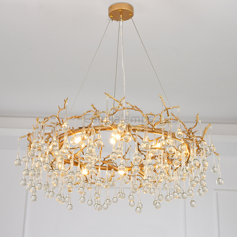 Avis Clear Crystal Ring Branch Chandelier - Ineffable Lighting