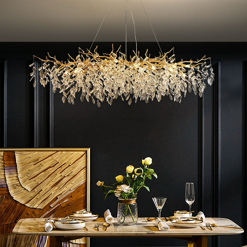 Affordable New French Style Branch Fabulous Crystal Chandelier Crystal Leaves Ceiling Light Fixture