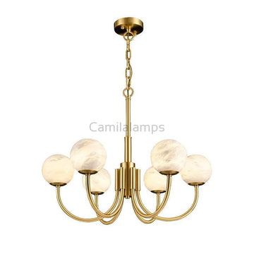 Alabaster Brass Chandelier 25.6" 31.5"