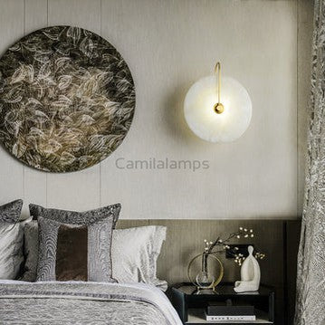 Charlene Marble Round Bedroom Wall Sconce