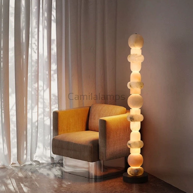 Carlee Alabaster Standing Lamp, Living Room And Bedroom Floor Lamp - Ineffable Lighting