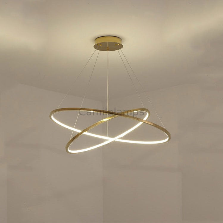 Amina Gold Multi Rings Chandelier for Lobby Villa