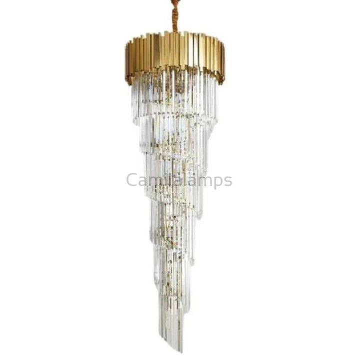 Bahay 2-Story Crystal Round Chandelier