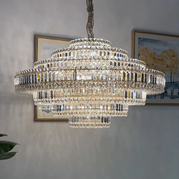 Cake Shape Luxury Crystal Chandelier - Ineffable Lighting