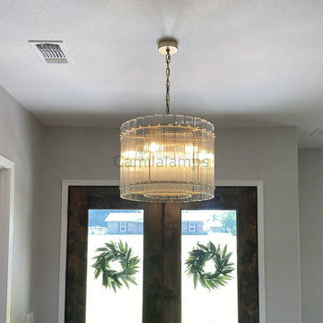 Sun Glass Round & Rectangular Chandelier