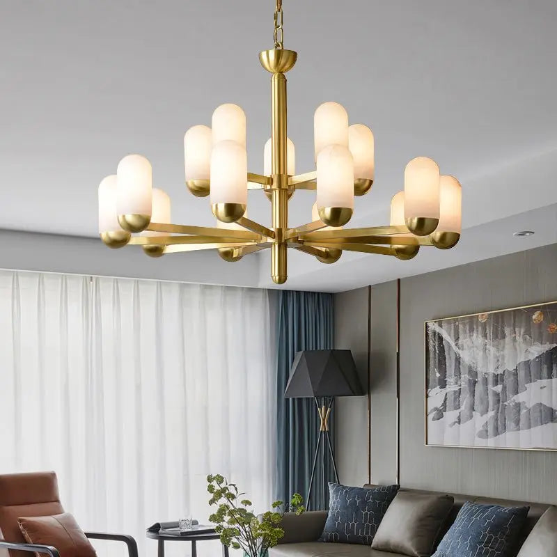 Alabaster Brass Chandelier Living Dining Lighting