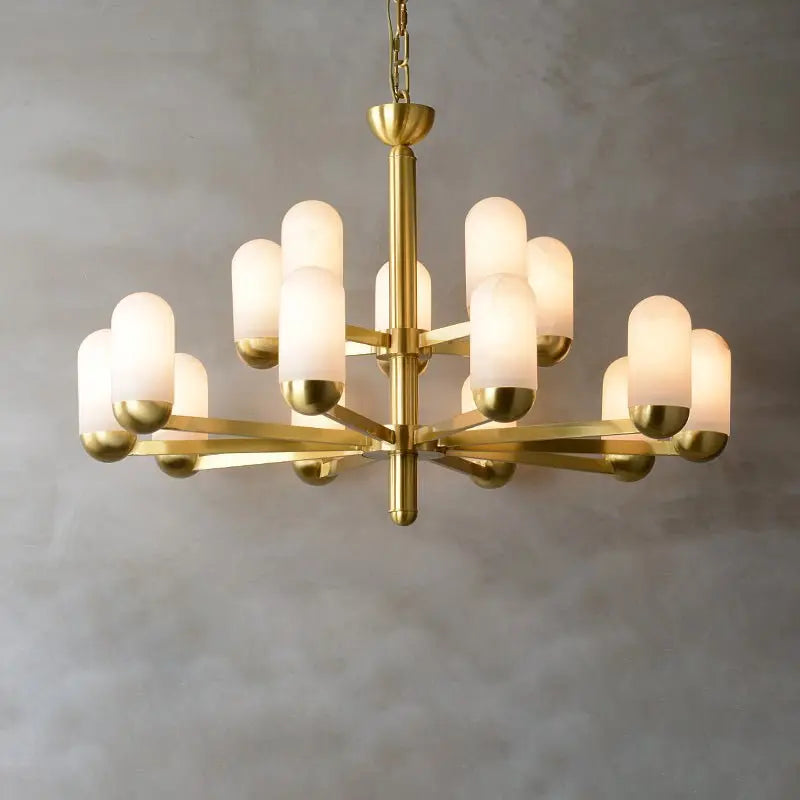 Alabaster Brass Chandelier Living Dining Lighting