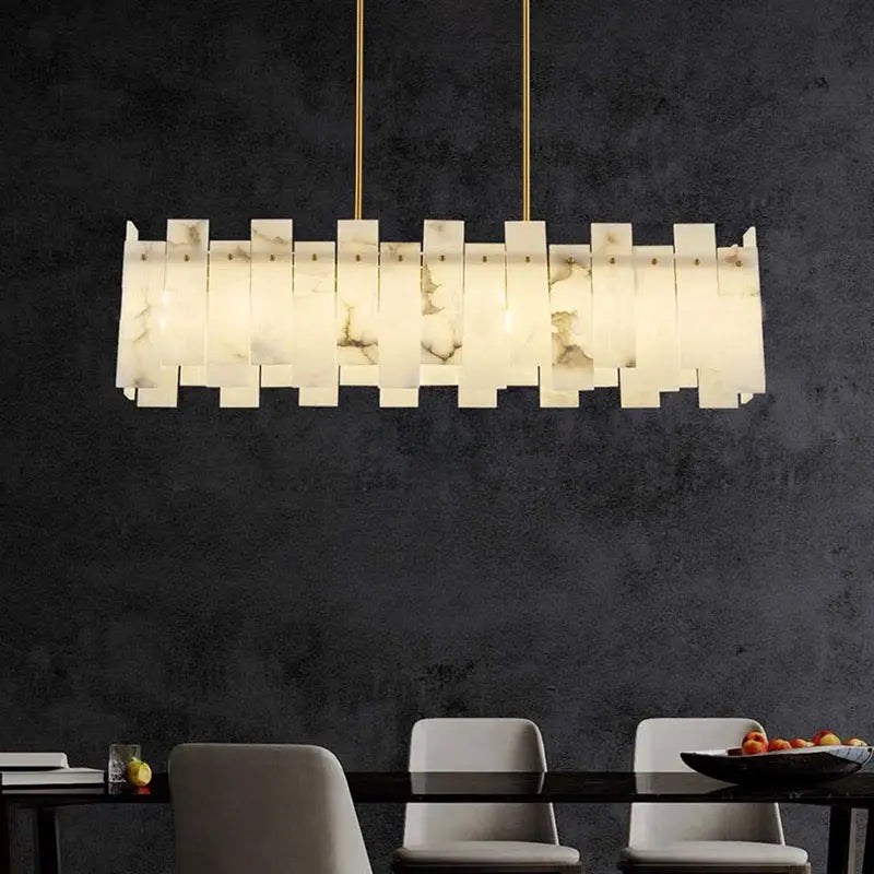 Alabaster Modern Rectangular Dining Room Chandeliers