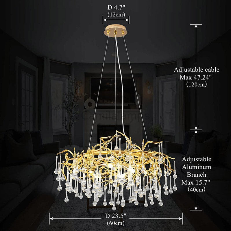 Doris Crystal Round Branch Chandelier 23.5"D Gold