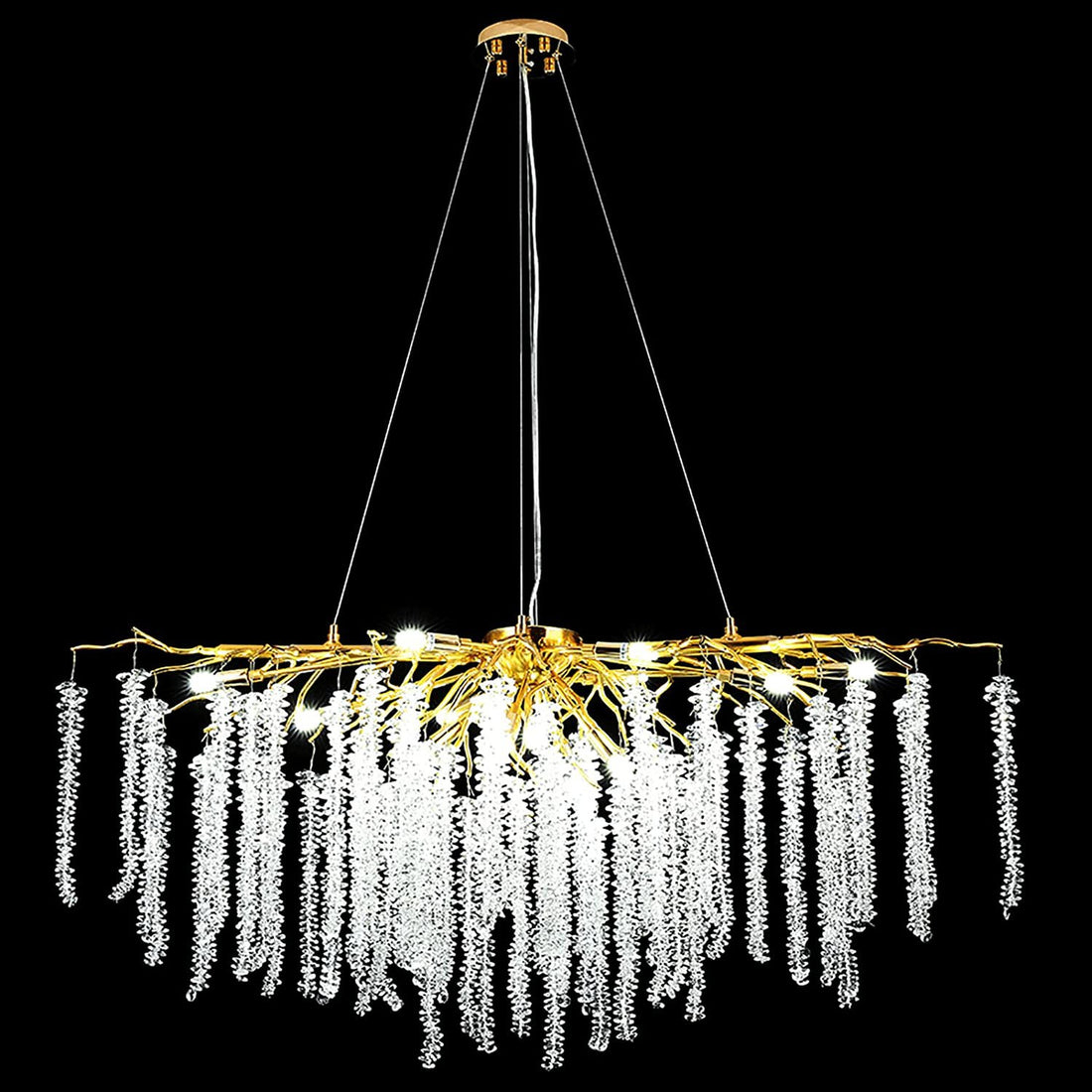 Doris White Crystal Branch Round Chandelier D20.5" L45"