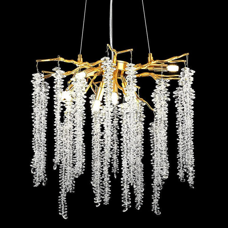 Doris White Crystal Branch Round Chandelier D20.5" L45"