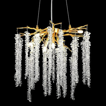 Doris White Crystal Branch Round Chandelier D20.5" L45"