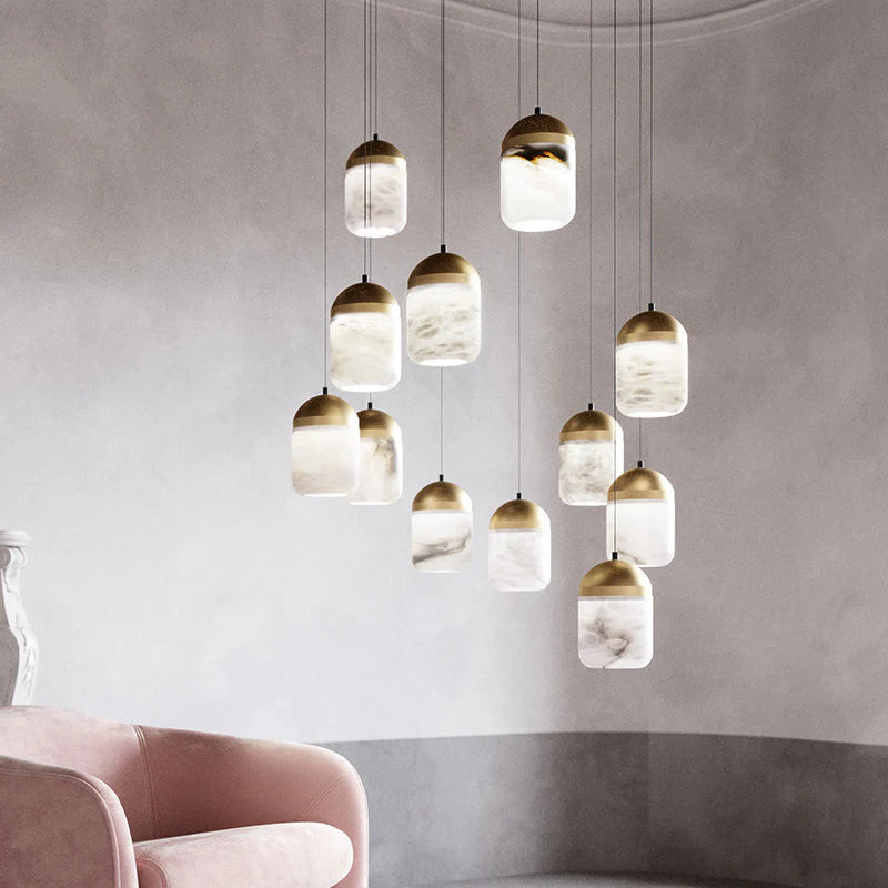 Alabaster Modern Staircases Pendant Chandelier