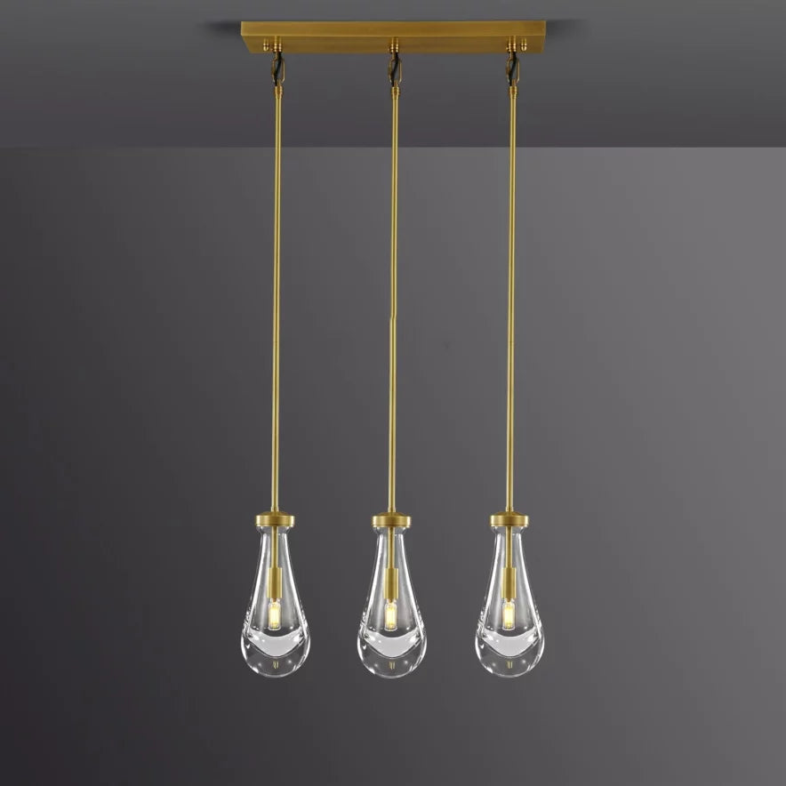 Raindrop Modern Linear Chandelier 3-Lights L 22″