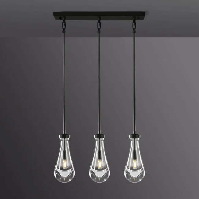 Raindrop Modern Linear Chandelier 3-Lights L 22″