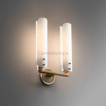 Alen Double White Glass Wall Sconce , Wall Lamps for Bedroom