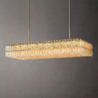 Camila Chiaravaie Glass Tiered Rectangular Chandelier 74"W