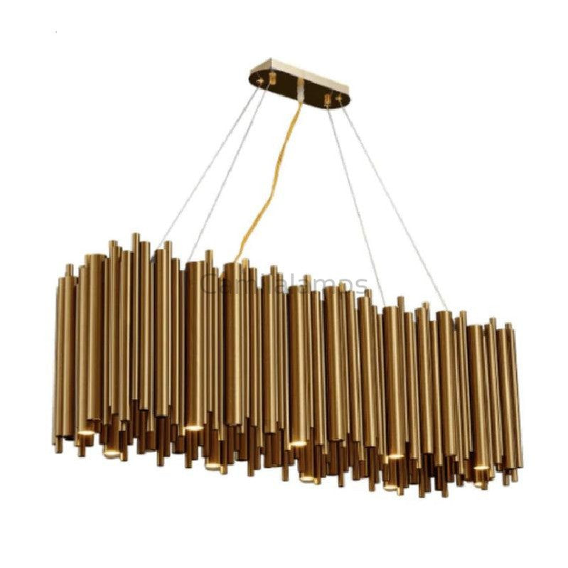 Edith Stainless Steel Tube Rectangle Chandelier - Ineffable Lighting