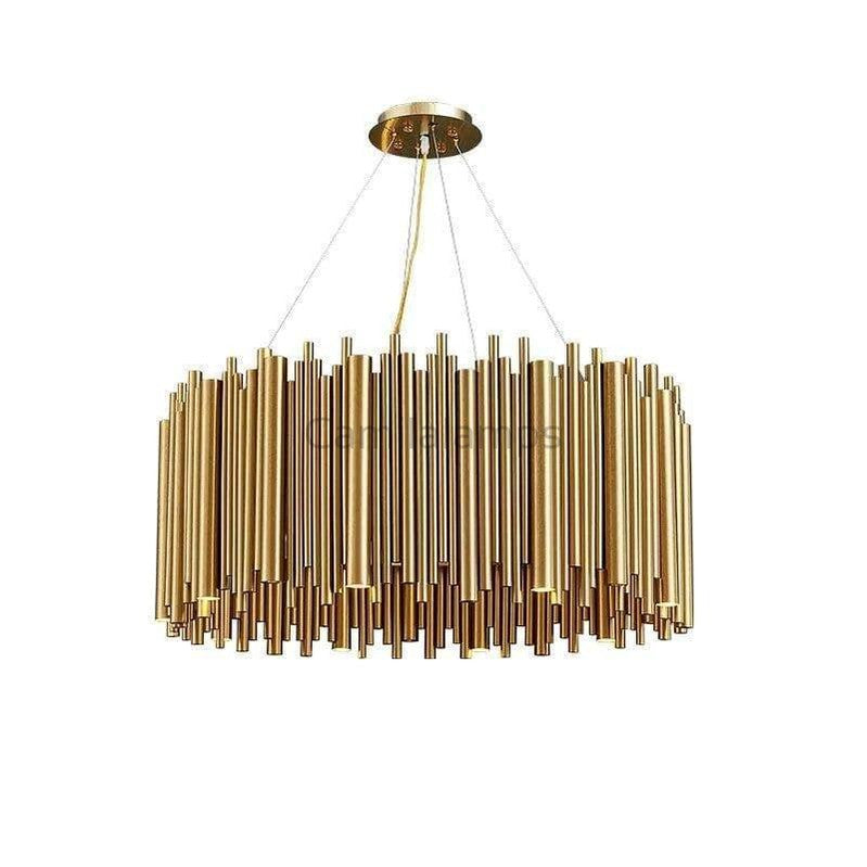 Edith Stainless Steel Tube Round Chandelier - Ineffable Lighting