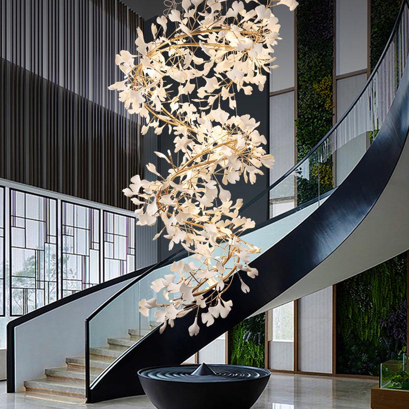 Ceramic Ginkgo Staircase  Long Branch Chandelier - thebelacan