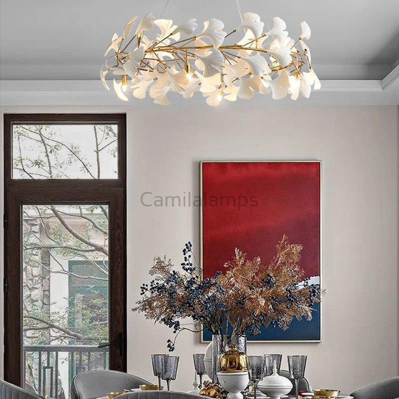 Natha Ceramic Ginkgo Round Chandelier