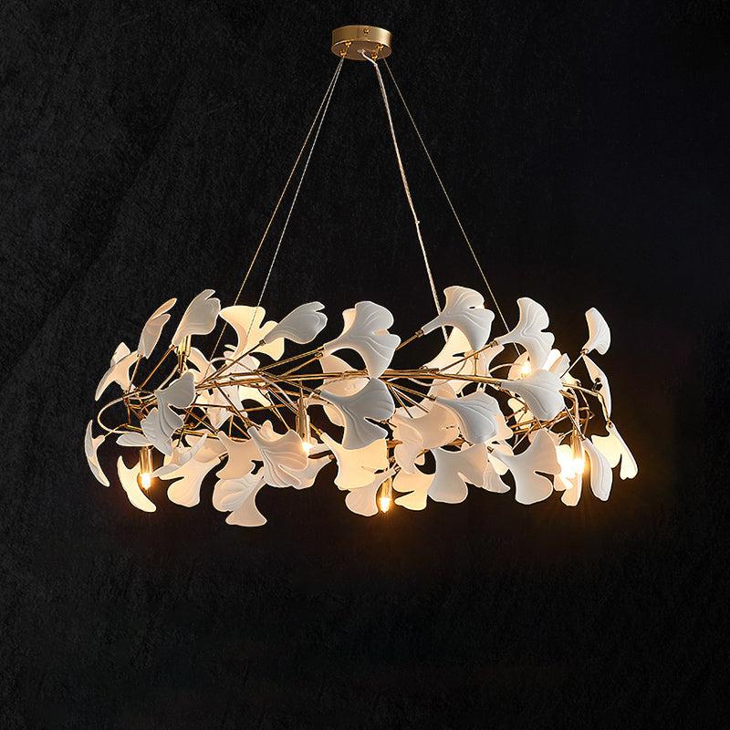 Ceramic Gingko Round Branch Chandelier - thebelacan