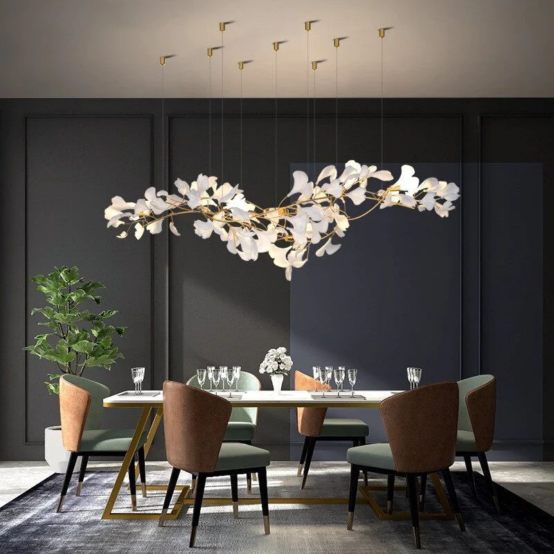 Natha Ceramic Ginkgo Branch Linear Chandelier