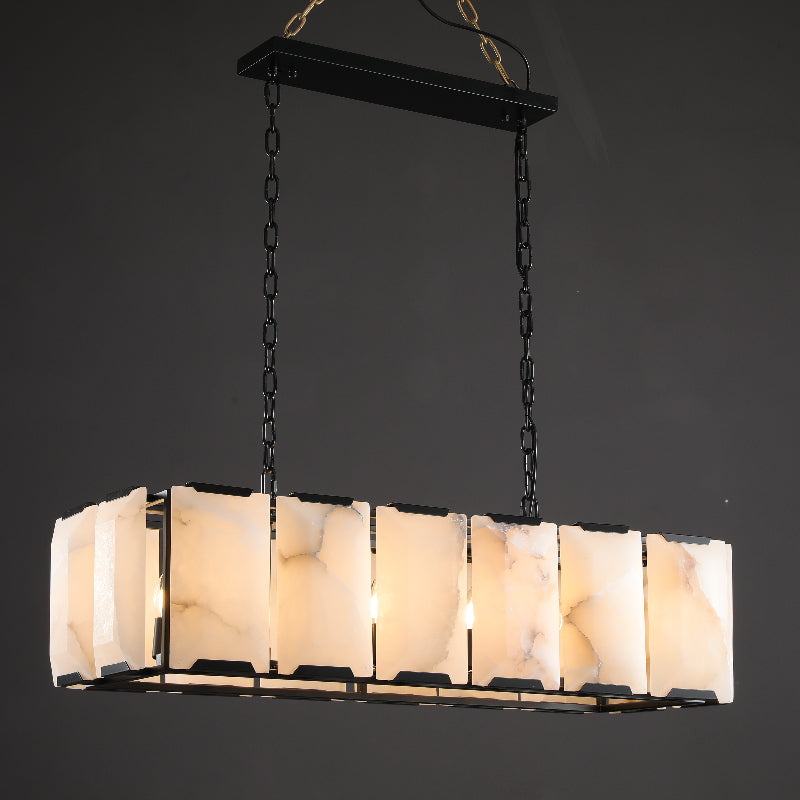 Harlew Alabaster Elegant Rectangular Chandelier