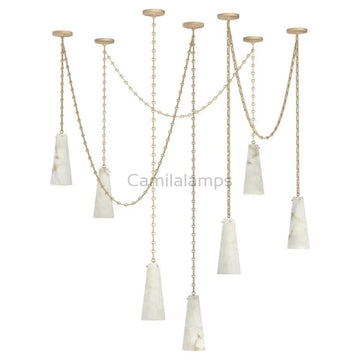 Steven Contemporary Alabaster Chandelier,7-Light Vintage Alabaster Pendant Cluster