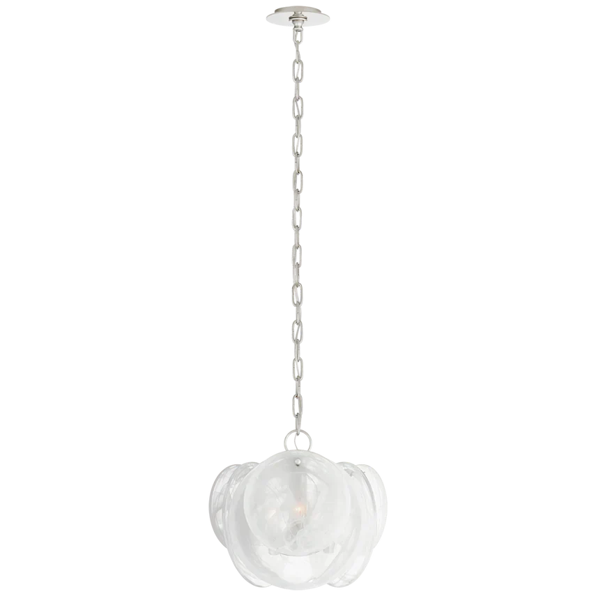 Kevin Talia Petite Chandelier 15", Modern Glass Long Island Pendant Lamp Pendant Light Kevinstudiolives Brass White Stire Glass 