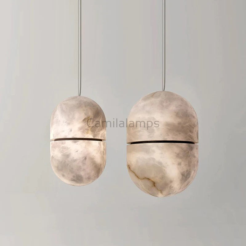 Larry Alabaster Symmetry Modern Pendant Light Besides Bed, Kichen Island Pendant Lamp