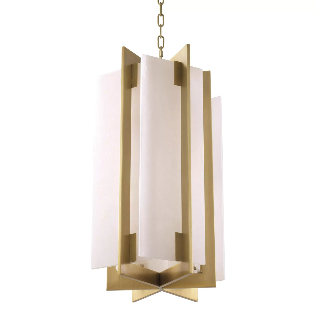 Lugano Modern Brass Chandelier - (Antique Brass Finish | Alabaster) - Eichholtz