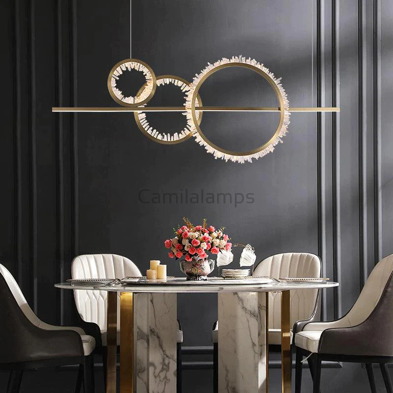 Omar Modern Rock Crystal Ring Chandelier - Ineffable Lighting