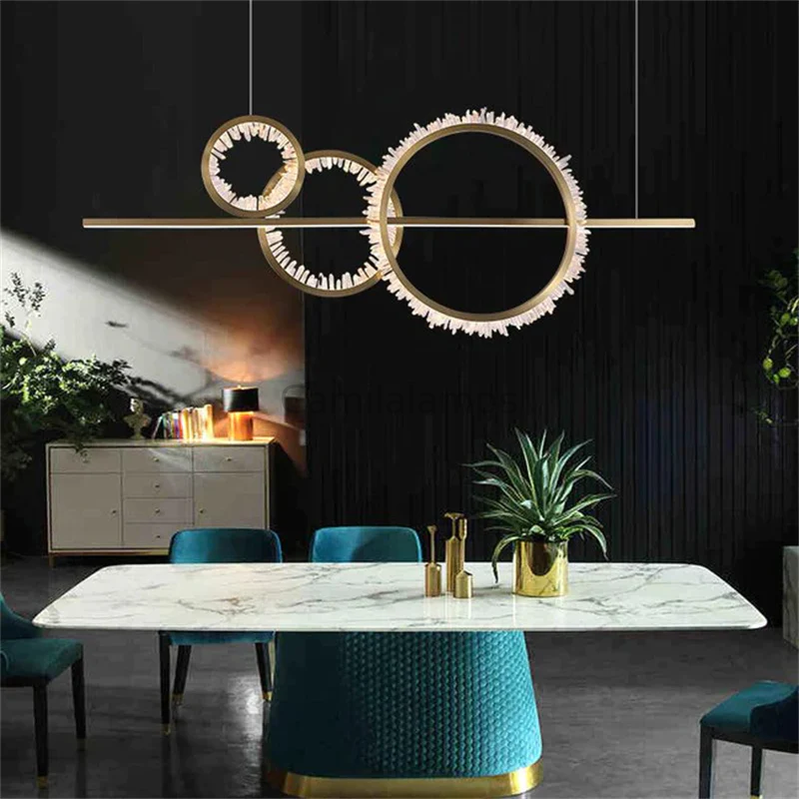 Omar Modern Rock Crystal Ring Chandelier - Ineffable Lighting