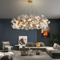 Modern Petal Crystal Round Brass Branch Chandelier - Ineffable Lighting