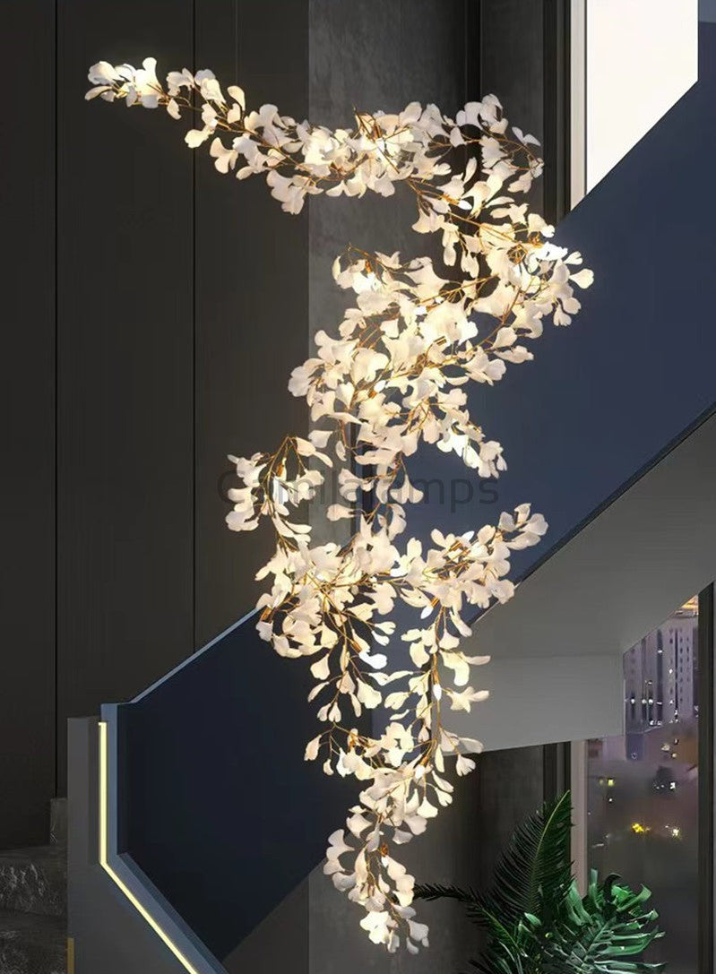 Modern Porcelain Ginkgo Branch Chandelier - Ineffable Lighting