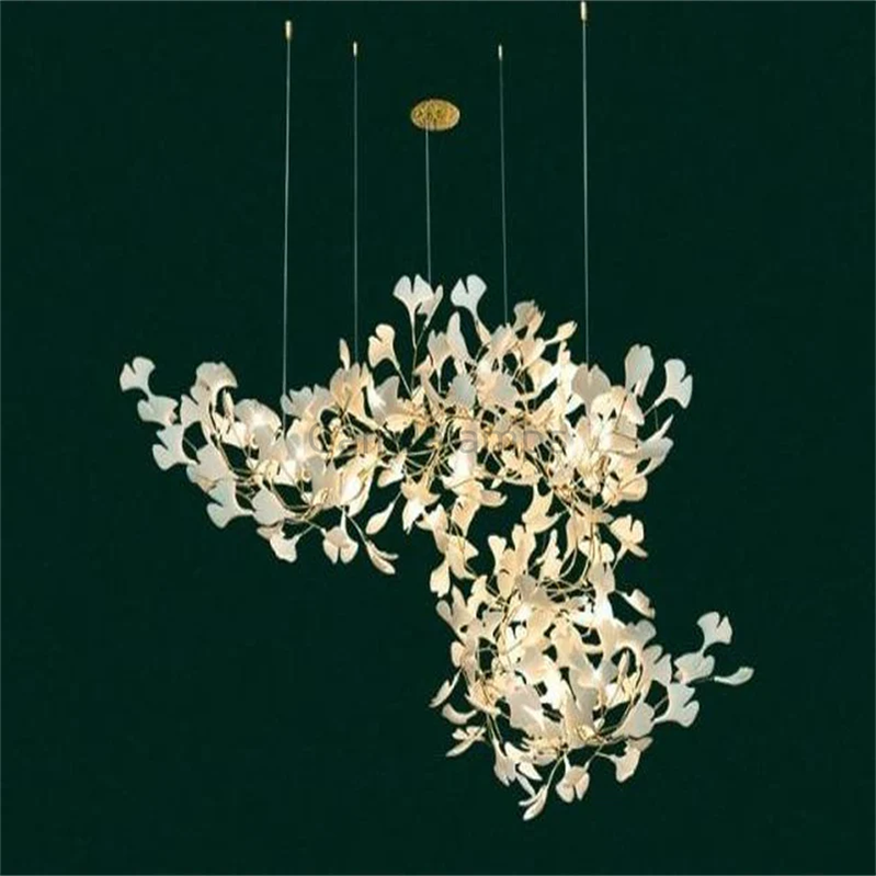 Modern Porcelain Ginkgo Branch Chandelier - Ineffable Lighting