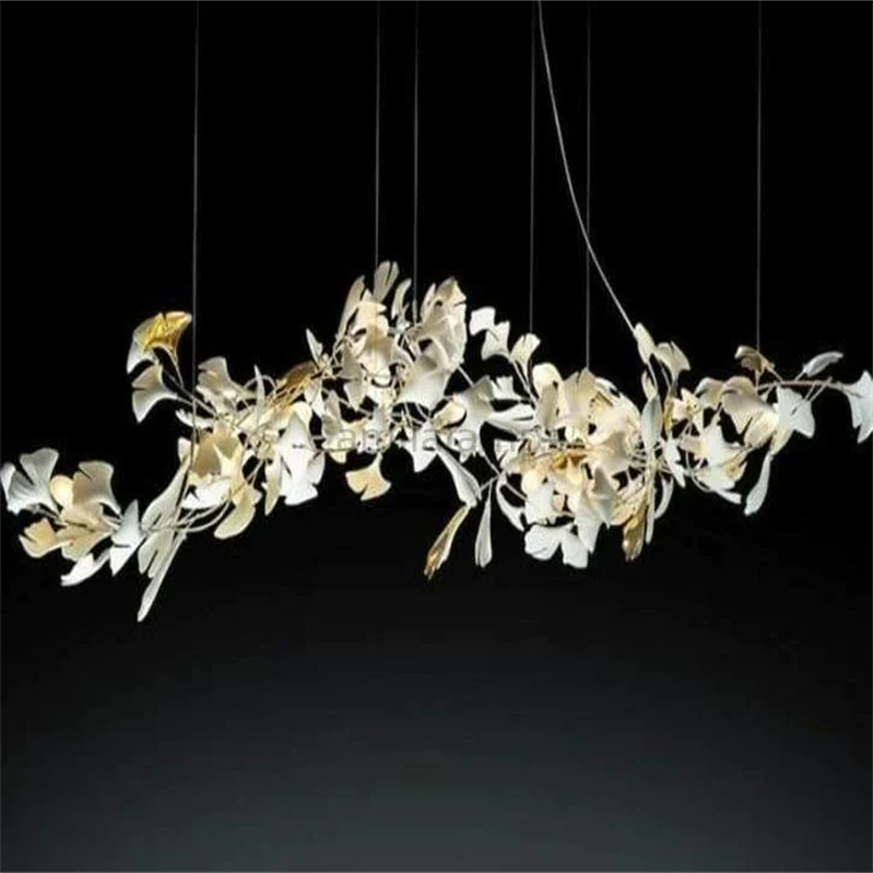 Modern Porcelain Ginkgo Branch Chandelier - Ineffable Lighting