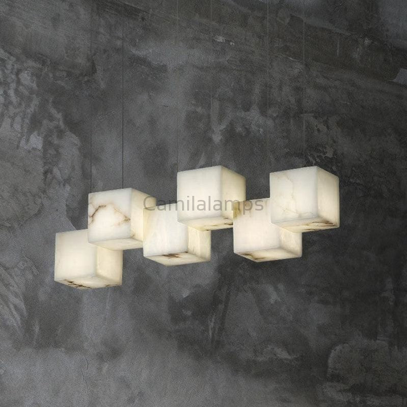 Alabaster Cubic Linear Chandelier