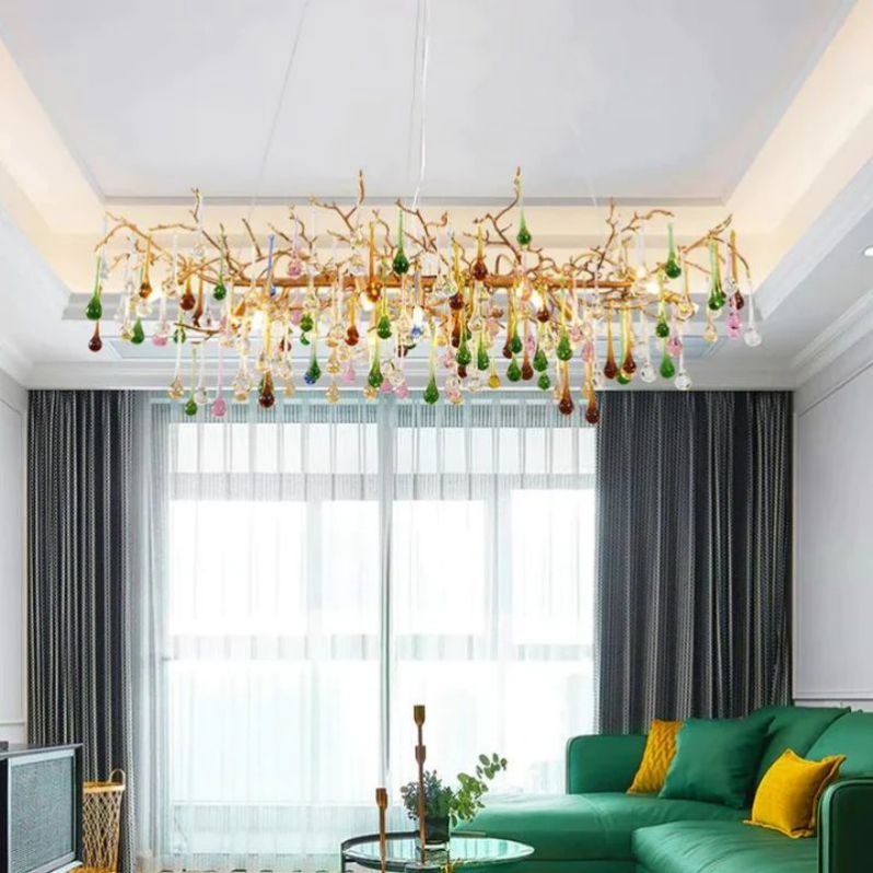 Ran Colorful Crystal Linear Branch Chandelier - thebelacan